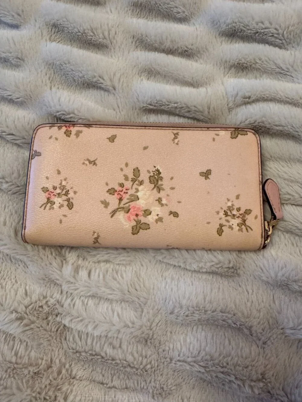 Coach Accordion Zip Wallet with Rose Bouquet Print (89966)